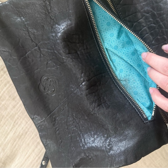 Stella & Dot Black Leather Wristlet